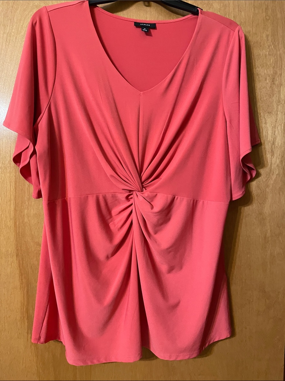 Alfani Coral Knot-Front V-Neck Blouse